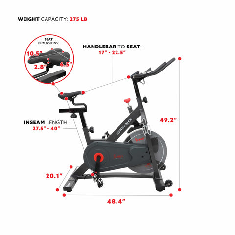 Image of Sunny Health & Fitness Pro II Magnetic Indoor Cycling Bike - B1964 - Treadmills and Fitness World