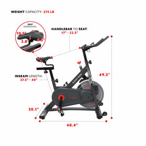 Sunny Health & Fitness Pro II Magnetic Indoor Cycling Bike - B1964 - Treadmills and Fitness World