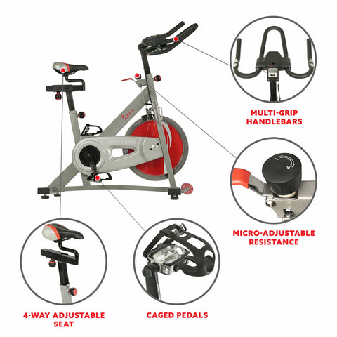 Image of Sunny Health & Fitness Pro II Indoor Cycling Bike with Device Mount and Advanced Display – SF-B1995 - Treadmills and Fitness World