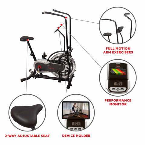 Image of Sunny Health & Fitness Zephyr Air Bike - SF-B2715 - Treadmills and Fitness World