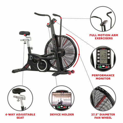 Image of Sunny Health & Fitness Tornado LX Air Bike - Treadmills and Fitness World