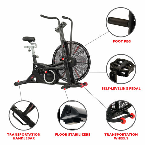 Image of Sunny Health & Fitness Tornado LX Air Bike - Treadmills and Fitness World