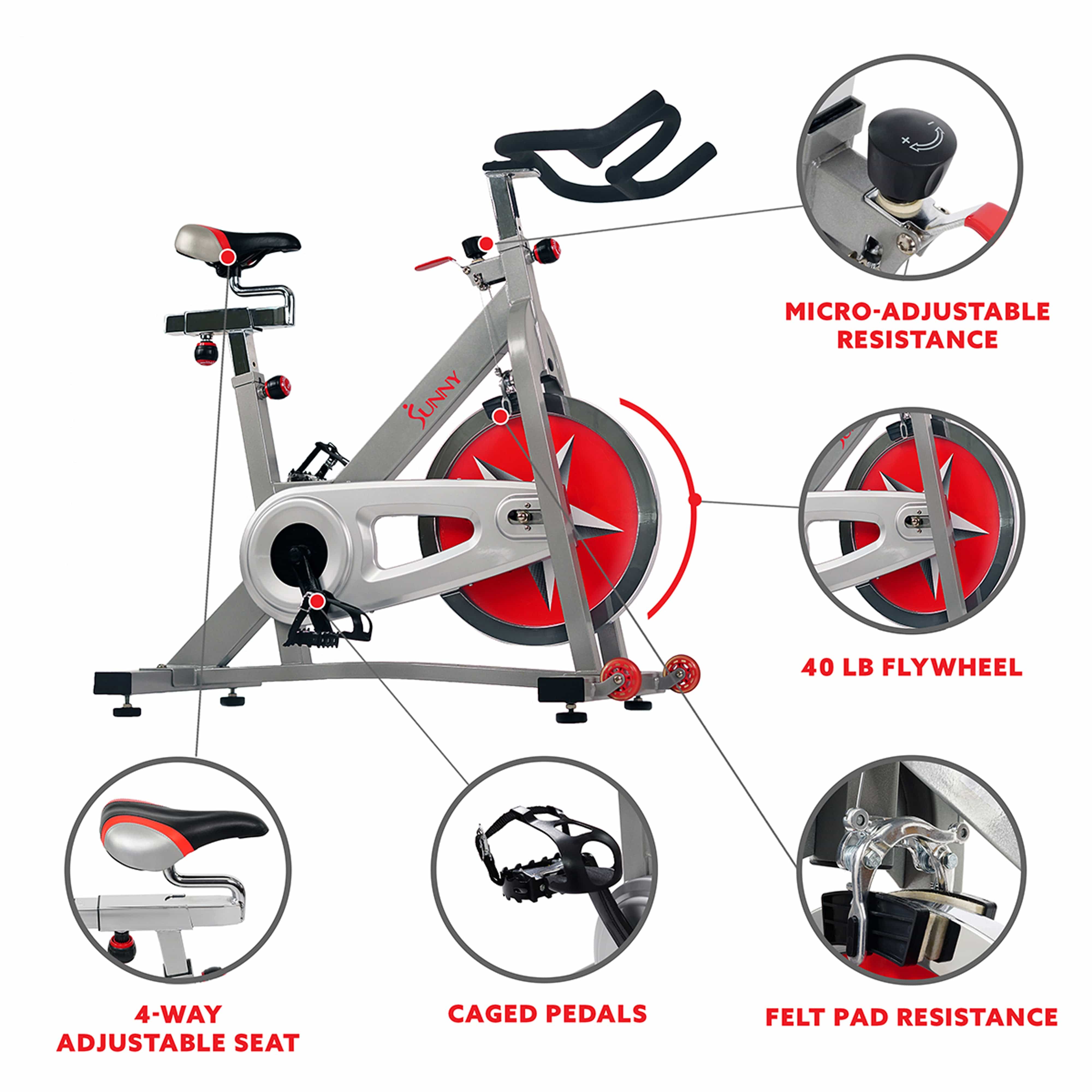 Sunny Health Fitness Pro Indoor Cycling Bike SF B901