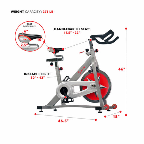 Image of Sunny Health & Fitness Pro Indoor Cycling Bike SF-B901 - Treadmills and Fitness World