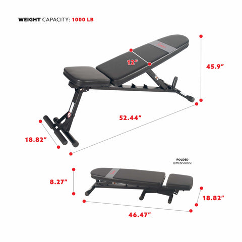 Image of Sunny Health & Fitness Adjustable Utility Weight Bench - SF-BH6921 - Treadmills and Fitness World