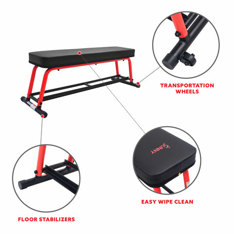 Image of Sunny Health & Fitness Power Zone Strength Flat Bench - SF-BH6996 - Treadmills and Fitness World