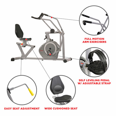 Image of Sunny Health & Fitness Cross Training Magnetic Recumbent Bike - SF-RB4708 - Treadmills and Fitness World