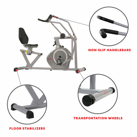 Image of Sunny Health & Fitness Cross Training Magnetic Recumbent Bike - SF-RB4708 - Treadmills and Fitness World