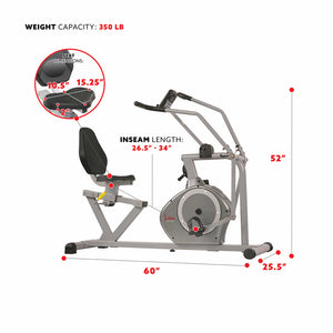 Sunny Health & Fitness Cross Training Magnetic Recumbent Bike - SF-RB4708 - Treadmills and Fitness World