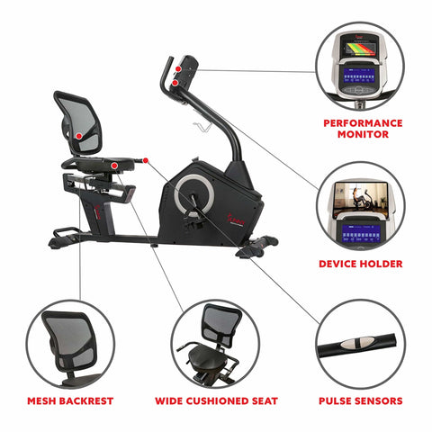 Image of Sunny Health & Fitness Programmable Recumbent Bike - Treadmills and Fitness World