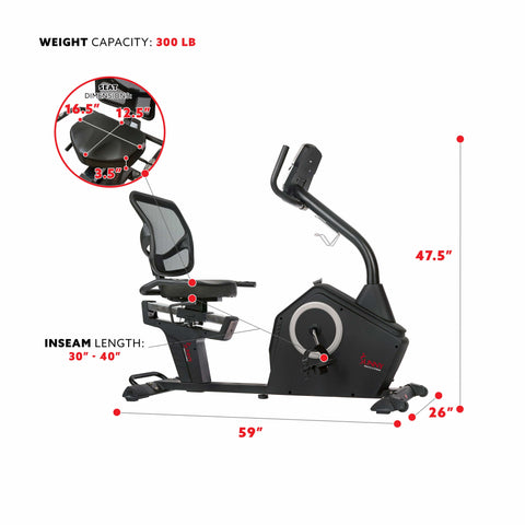 Image of Sunny Health & Fitness Programmable Recumbent Bike - Treadmills and Fitness World