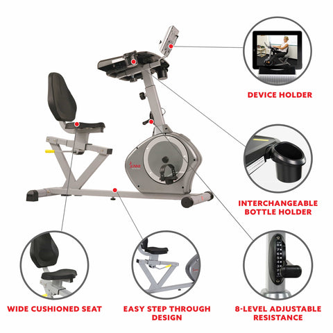 Image of Sunny Health & Fitness SF-RBD4703 Convertible Recumbent Bike - Treadmills and Fitness World