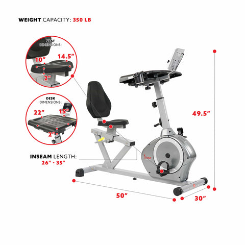 Image of Sunny Health & Fitness SF-RBD4703 Convertible Recumbent Bike - Treadmills and Fitness World