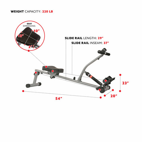 Image of Sunny Health & Fitness Rowing Machine - SF-RW1205 - Treadmills and Fitness World