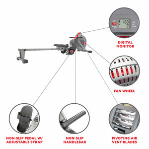 Sunny Health & Fitness Air Fan Rowing Machine Ergometer SF-RW520050 - Treadmills and Fitness World