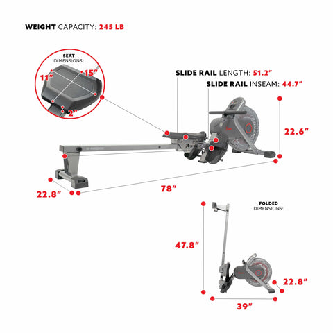 Image of Sunny Health & Fitness Air Fan Rowing Machine Ergometer SF-RW520050 - Treadmills and Fitness World