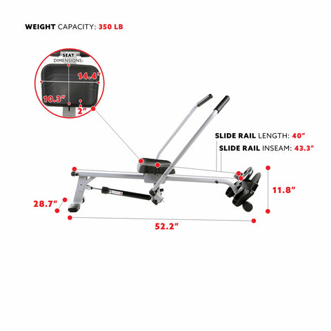 Image of Sunny Health & Fitness Full Motion Rowing Machine - SF-RW5639 - Treadmills and Fitness World