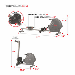 Sunny Health & Fitness SPM Magnetic Rowing Machine - SF-RW5801 - Treadmills and Fitness World