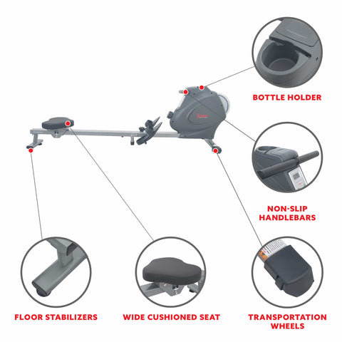 Image of Sunny Health & Fitness Flywheel Rowing Machine - SF-RW5856 - Treadmills and Fitness World