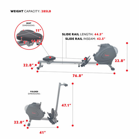 Image of Sunny Health & Fitness Flywheel Rowing Machine - SF-RW5856 - Treadmills and Fitness World