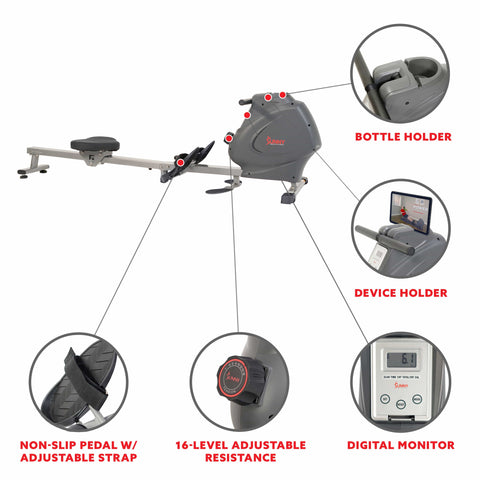 Image of Sunny Health & Fitness Multifunction SPM Magnetic Rowing Machine - SF-RW5941 - Treadmills and Fitness World