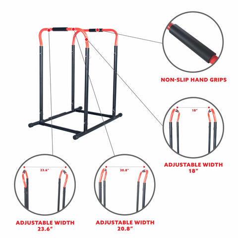 Image of Sunny Health & Fitness High Weight Capacity Adjustable Dip Stand Station – SF-XF9937 - Treadmills and Fitness World