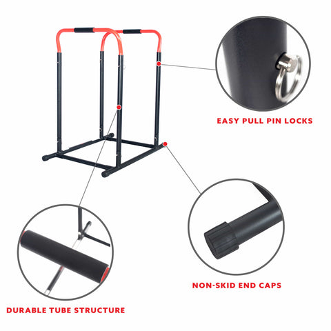 Image of Sunny Health & Fitness High Weight Capacity Adjustable Dip Stand Station – SF-XF9937 - Treadmills and Fitness World