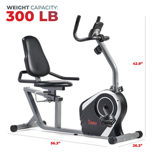 Sunny Health & Fitness Easy Adjustable Seat Recumbent Bike - SF-RB4616S - Treadmills and Fitness World