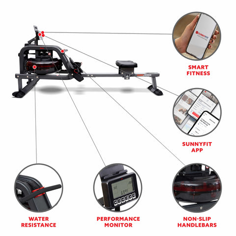 Image of Smart Obsidian Surge 500m Water Rowing Machine – SF-RW5713SMART - Treadmills and Fitness World