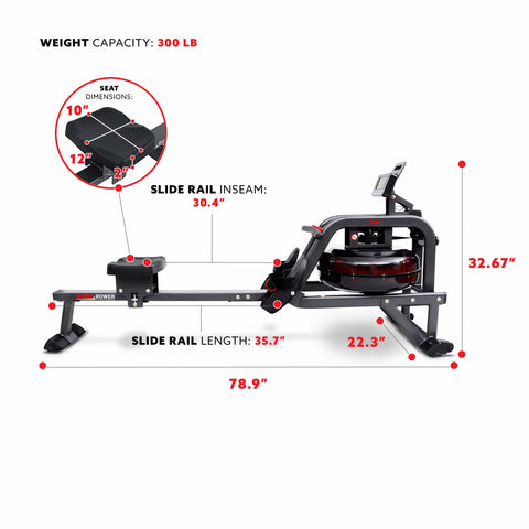 Image of Smart Obsidian Surge 500m Water Rowing Machine – SF-RW5713SMART - Treadmills and Fitness World