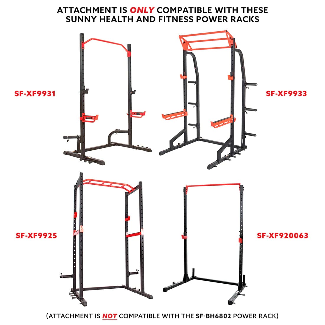 Sunny Health Fitness Dip Bar Attachment for Power Racks and