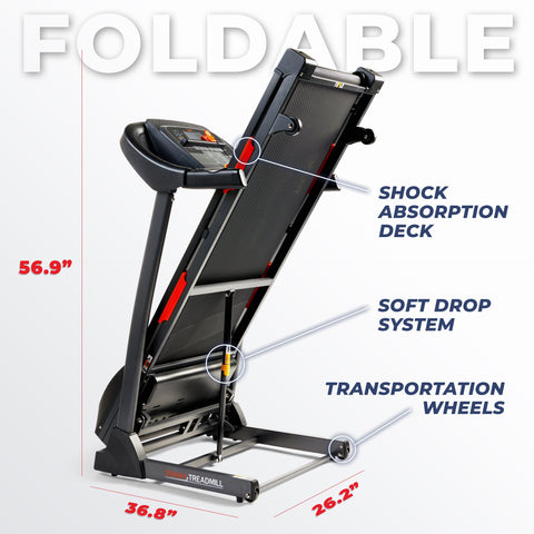 Image of Sunny Health & Fitness Premium Folding Auto-Incline Treadmill - SF-T7705 SMART - Treadmills and Fitness World